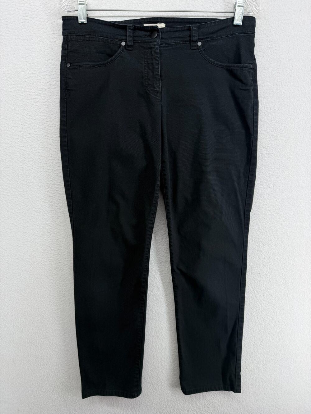 EILEEN FISHER Pants S Stretch Cotton Canvas Slim Leg Ankle 5 Pocket Black